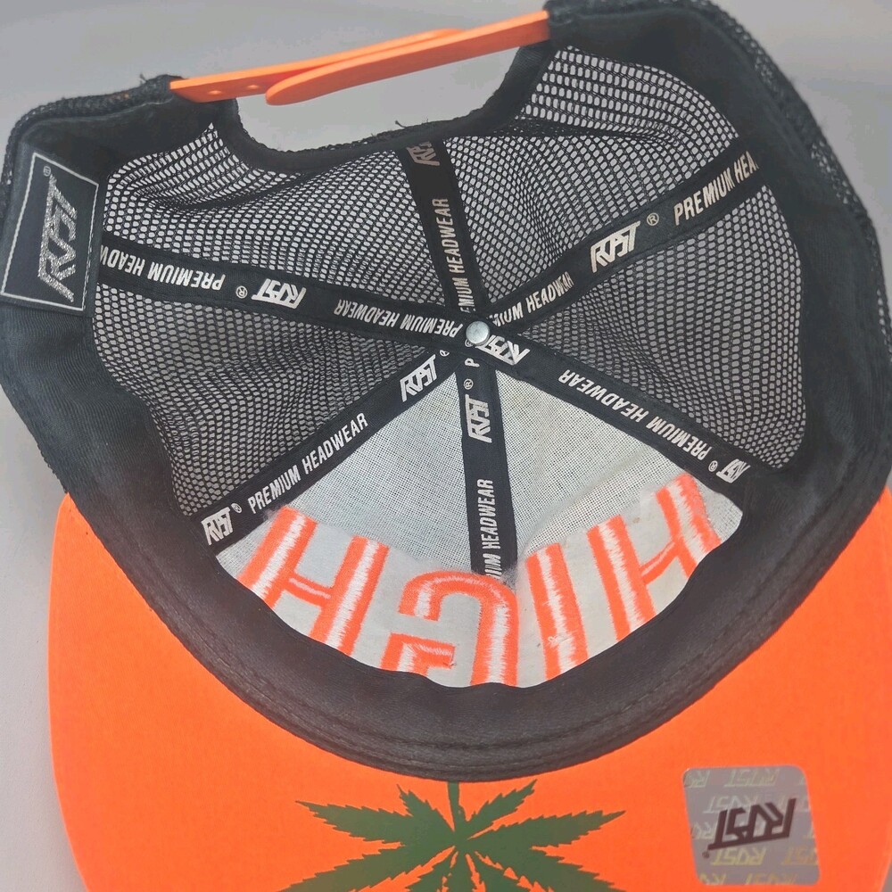 HIGH -Black Orange Original Snapback Hat Men's Adjustable Flat BILL ADJ - Picture 5 of 6